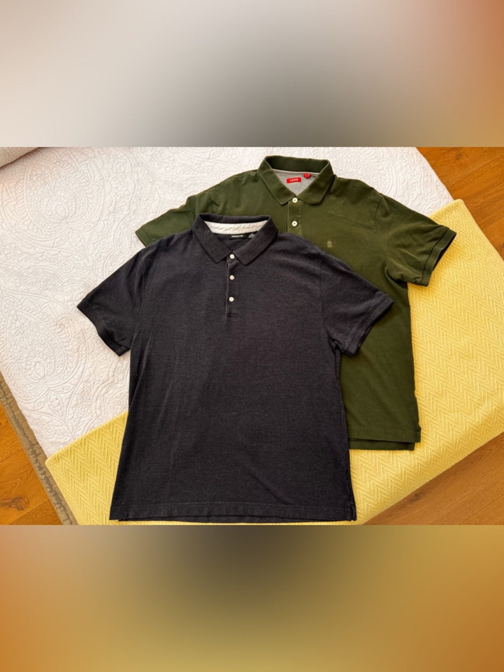 Two Men’s cotton pique polo shirts green and blue sizes XXL and XL